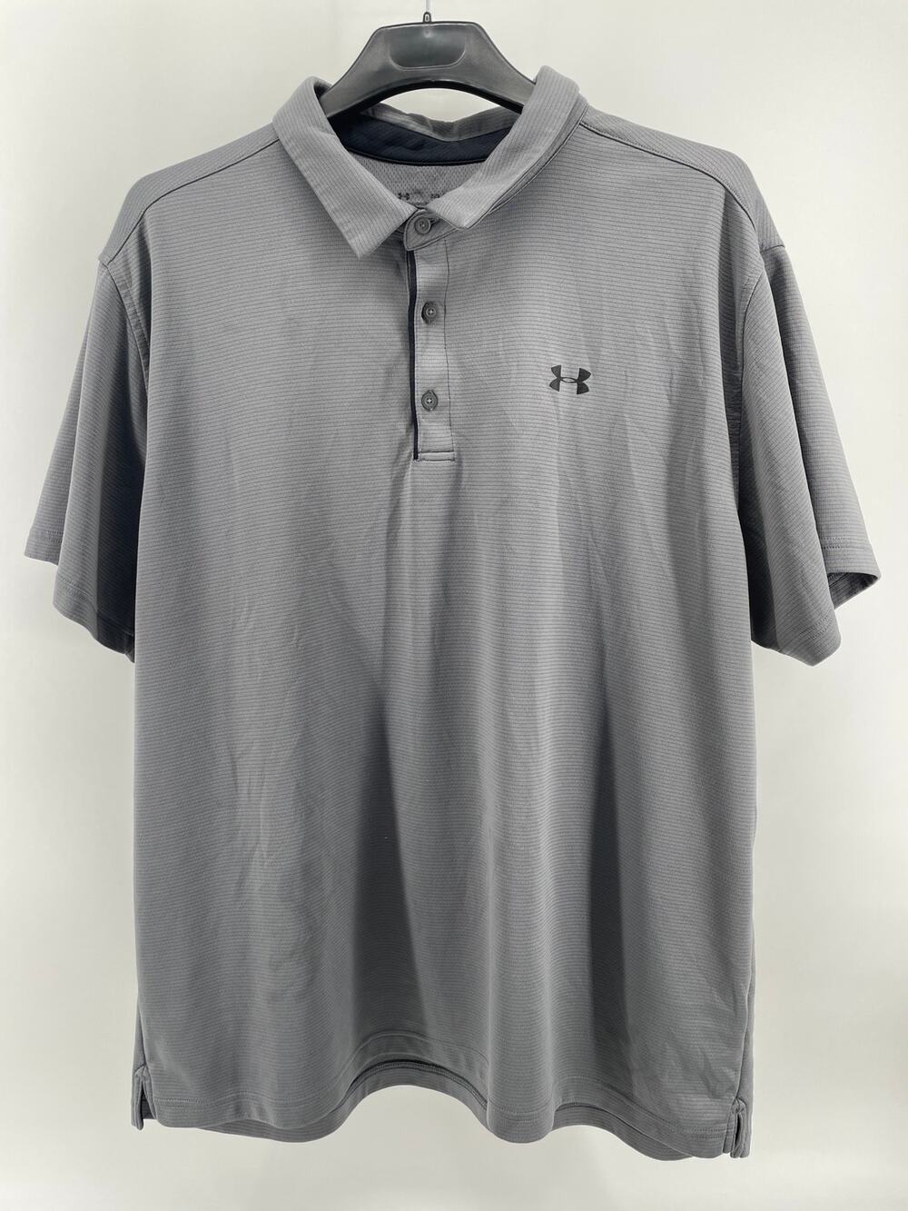Under Armour Polo Shirt Men’s 3XL/3TG/3RG Gray Striped Loose Fit HEATGEAR